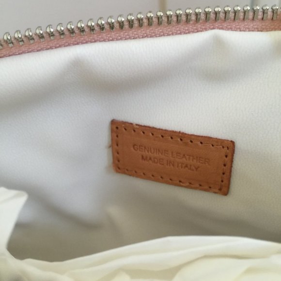 Moscardini Fienze ITALY Cosmetic Bag Pouch Wristlet Made Up Case PINK 10x7" NEW - Picture 8 of 9